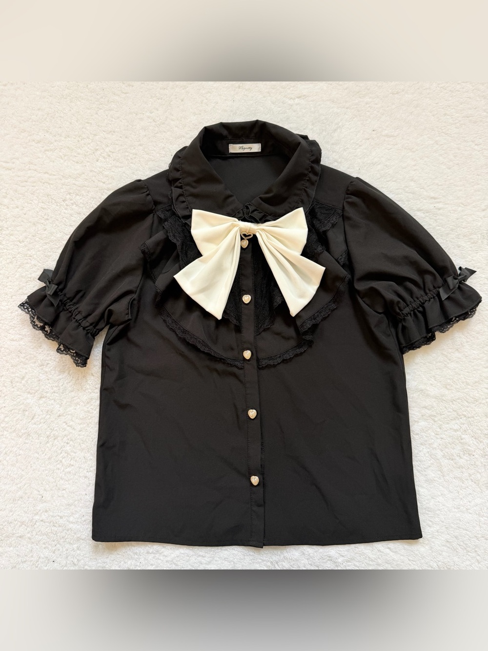 Blouse Jirai Kei Ryosan Lolita Big Bow Lace Tops Japan Idol White Black Gothic